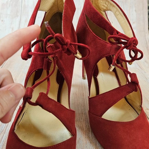 Chelsea Paris‎ Red Suede cutout lace up heel, size EU 39 - Picture 8 of 9
